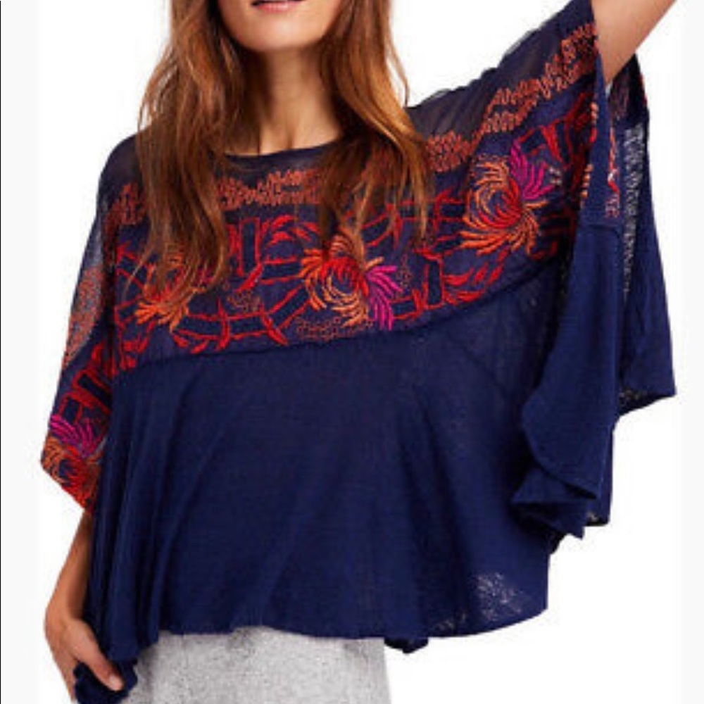 Free People Love Letter Embroidered Top